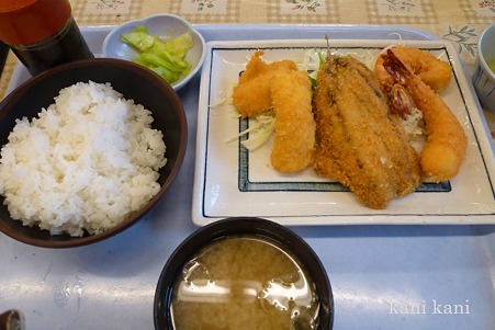 ミックスフライ+定食