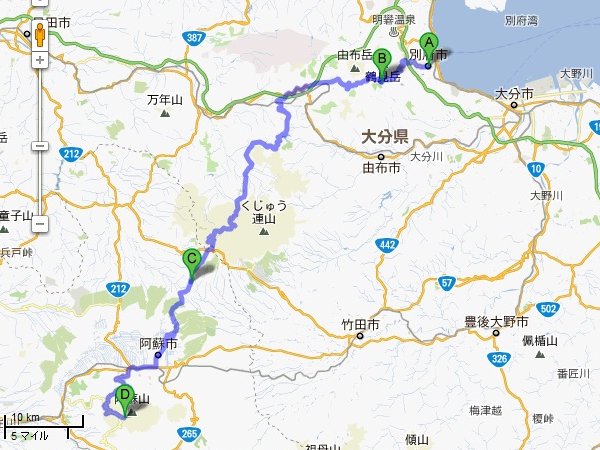 ２日目の行程（往復で約220Km）